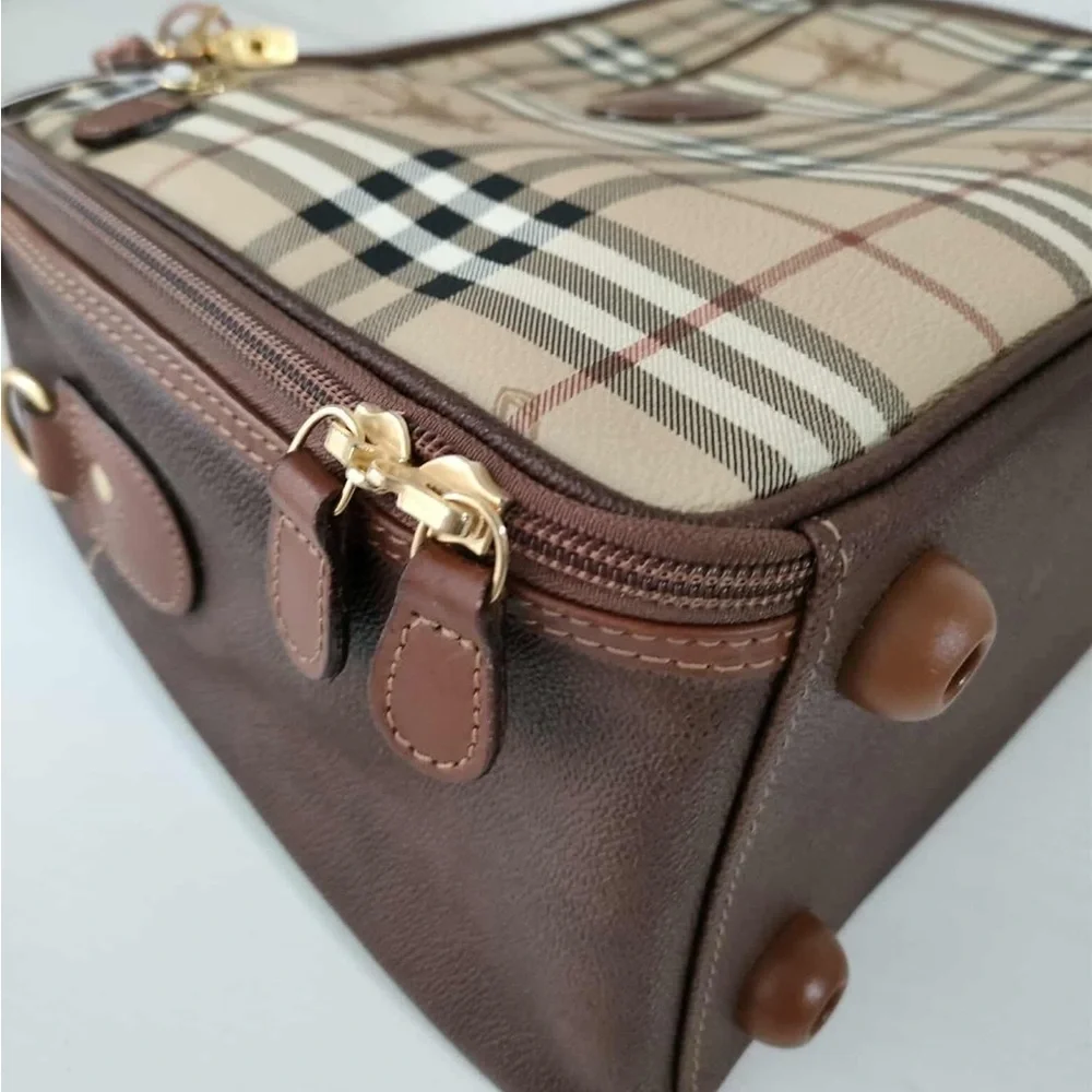 Burberry Tan and Brown Plaid Briefcase